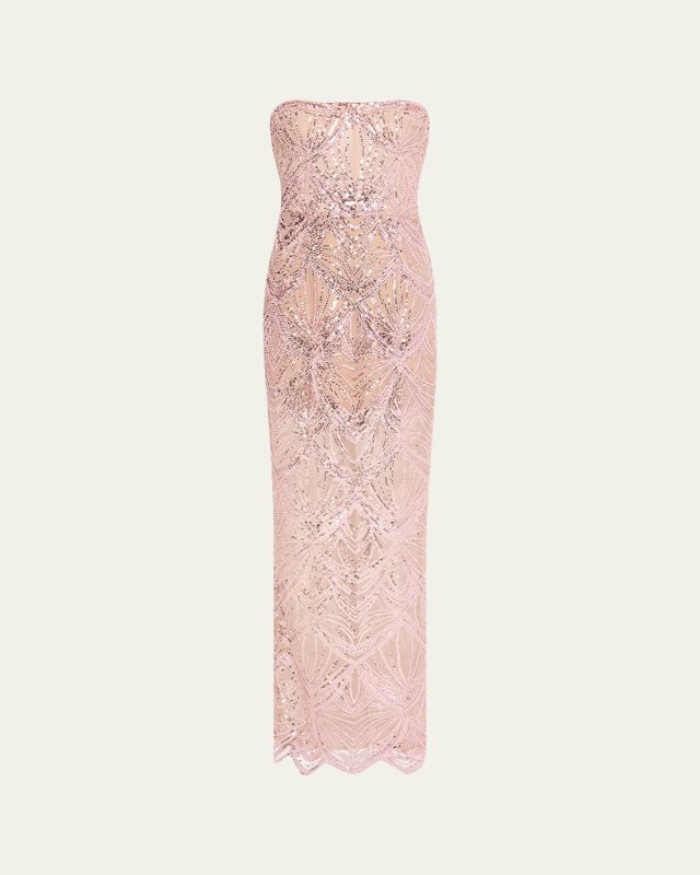 Giselle Strapless Bead & Sequin Column Gown